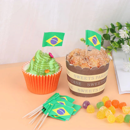 100 Pçs Bandeira Mexicana Enfeite De Bolo De Aniversário Decoração Em Miniatura