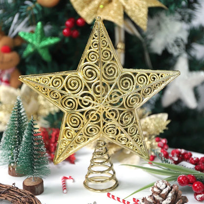 Ponteira Estrela Brilhante Glitter Dourada Ponteira Estrela Árvore De Natal 20cm Glitter