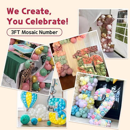 Letras Gigante Moldura para Balão com Números, Mosaico de Balões de 73 cm, Moldura