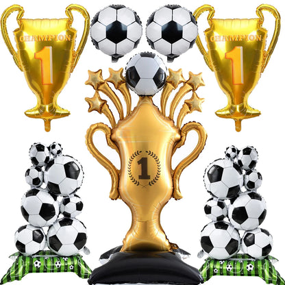 Kit Decoração Copa Do Mundo Troféu Metalizada Prato/Copo/Canudos/Guardanapos Brasil