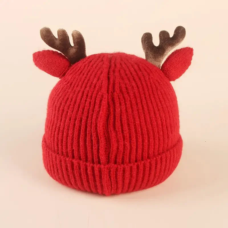 Gorro infantil de tricô para inverno, gorro macio e quente para bebês com chifre