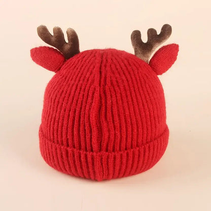 Gorro infantil de tricô para inverno, gorro macio e quente para bebês com chifre