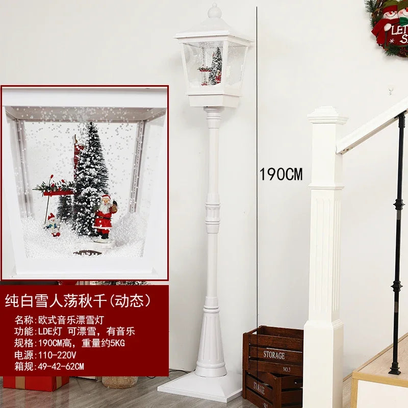 Poste lanterna natal decorativa com luz LED poste decorativo papai Noel Natal Luz e Neve