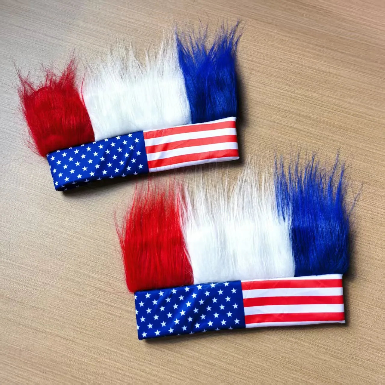 Peruca 1 peças Vermelho, Branco e Azul, Bandeira Patriótica dos EUA, Chapéu Futebol