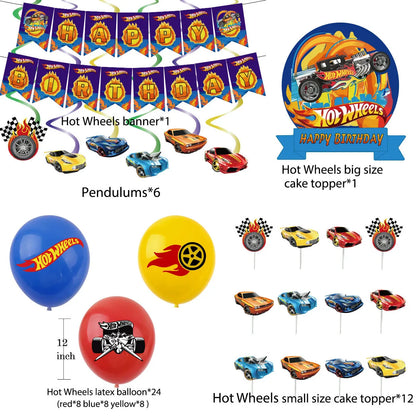 Kit Festa Hot Wheels com Balões e Decorações de Aniversário (23 peças)
