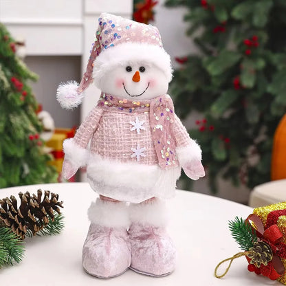 Boneco de Natal  Rosa Ornamentos Boneca De Pelúcia De Natal, Boneca De Pelúcia