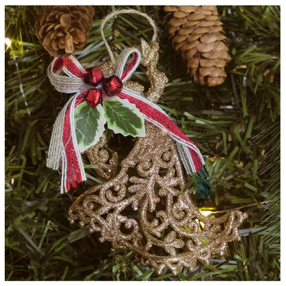 Enfeite Anjo Dourado Enfeite Pendente Árvore Natal Anjo Dourado 12,5cm*10cm