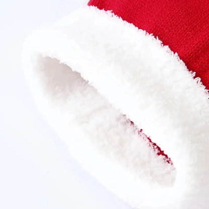Gorros de malha fofos para meninos e meninas, gorro de Natal quente aba orelha
