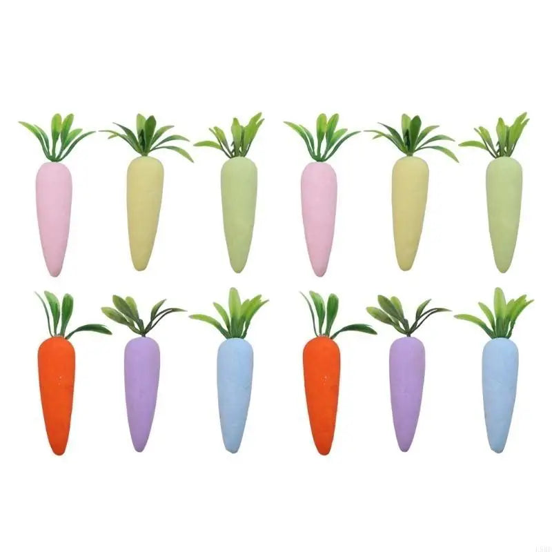 12 Peças cenouras de páscoa brinquedo cenoura de tecido artificial decoração coelho