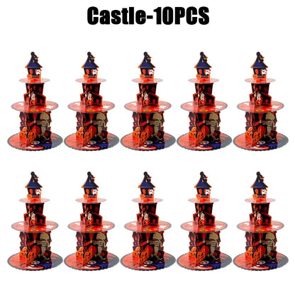Suporte de Cupcake de Halloween de 3 Camadas Torre e Bolo Torre Morcego de Abóbora