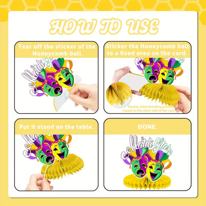 Decoração de mesa de carnaval, peça central de colmeia, centro mesa carnaval de 9 peças