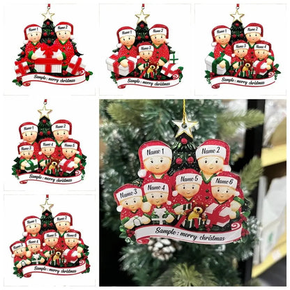 Enfeite de Natal Personalizado para Família de 3 Pessoas Abrindo Presentes 8cm/(3.15 pol.)