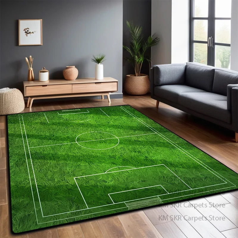 Tapete Campo de Futebol 3d Tapete de campo de futebol verde para quarto, sala de jogos