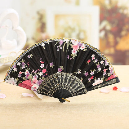 Fãs de festa de renda com laço de seda dobrável estilo mão flor dança ventilador