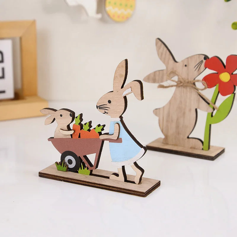 Coelho de Páscoa Madeira 1 Peças De Decorações Páscoa Casa, Placa Decoração Coelho