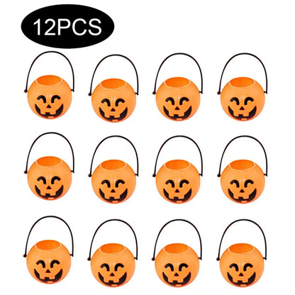 Mini caldeirão de plástico a granel com alça, 12 peças, caldeirão preto, 5 x 7 cm, balde