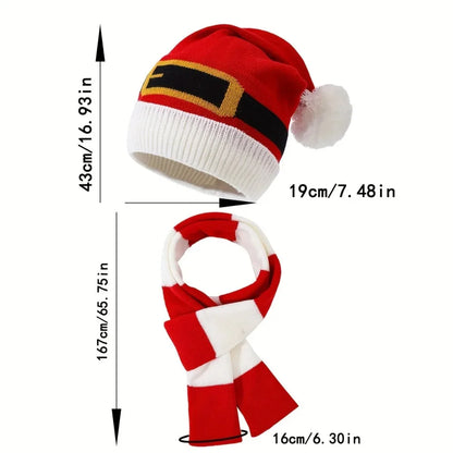 Gorro de Natal de Tricô, Touca de Papai Noel Cinto ou Gorro Natalino Feito à Mão 19cm*7.48 Pol./43cm*16.93 Pol.