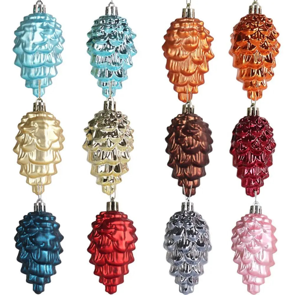 Decoração de Natal Lindo 8 Peças Pingentes de Pinha com Cordão Brilhante cor Brilhante