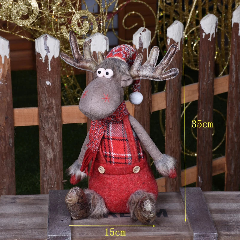 Estatueta de veado em pé de rena em pé de Natal - Escultura de rena em pé de pelúcia