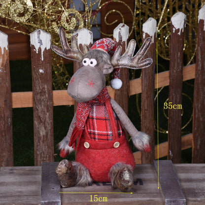 Estatueta de veado em pé de rena em pé de Natal - Escultura de rena em pé de pelúcia