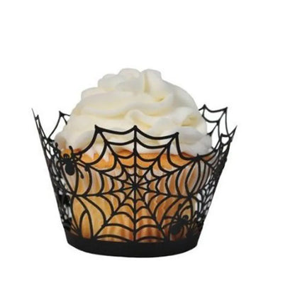 Cesta Formato Teia Aranha Embalagens cupcake, pacote com 48 teias aranha Halloween