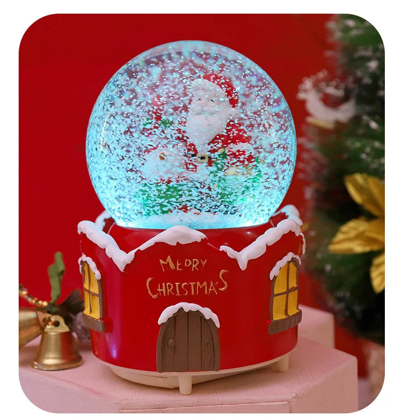 Globo de Neve de Natal, Bola de Cristal Iluminada, Enfeites de Bola de Vidro, Decorações