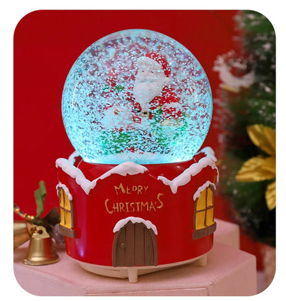 Globo de Neve de Natal, Bola de Cristal Iluminada, Enfeites de Bola de Vidro, Decorações