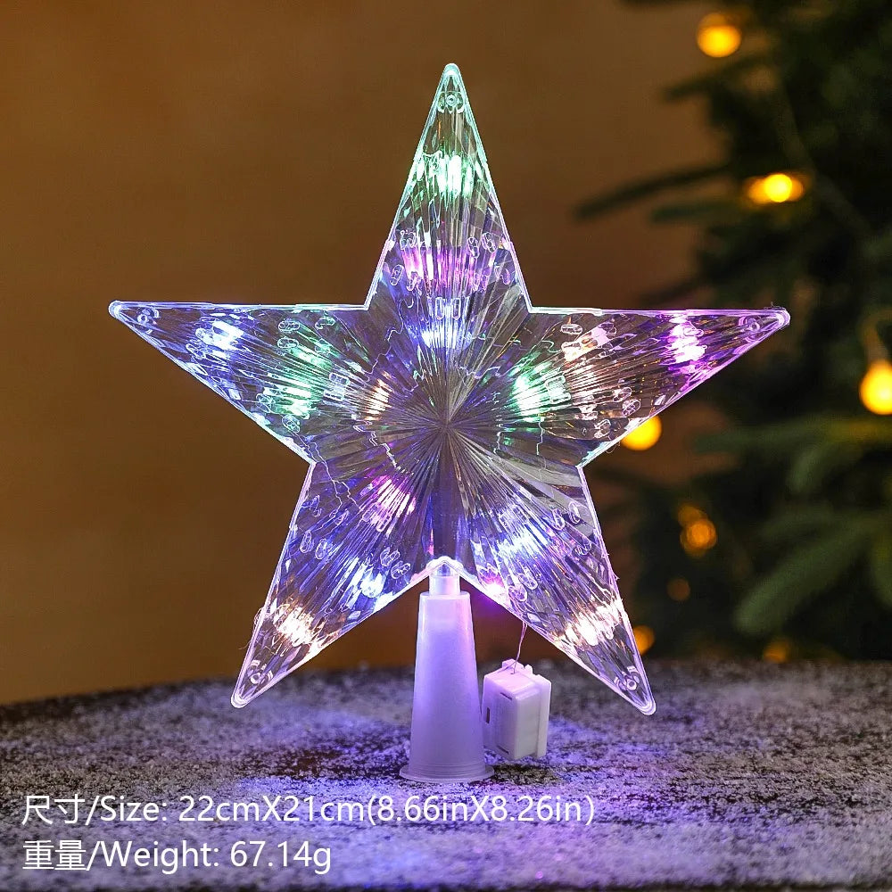 Estrela Ponteira para Árvore de Natal Colorida LED, 15 cm, Pisca-Pisca