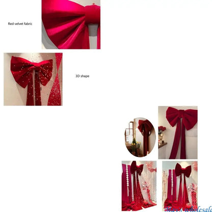 Laço decoração de shopping arcos de pelúcia vermelhos grandes Borgonha decoração