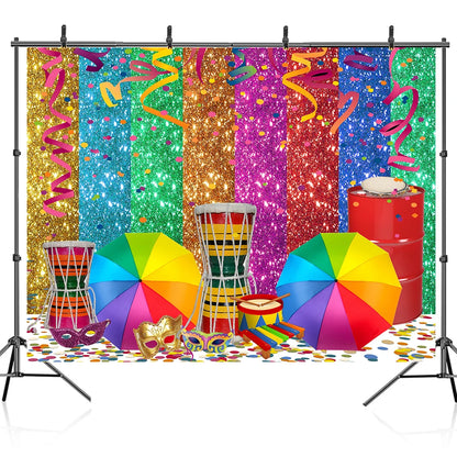 Carnaval, cenário fotográfico, roxo, verde, dourado, máscara, baile, dança, fundo máscaras