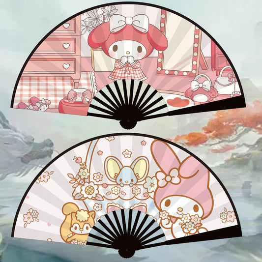 Leque Dobrável Portátil (Anime Fofo Kuromi Melody) Ventilador dobrável Ventilador