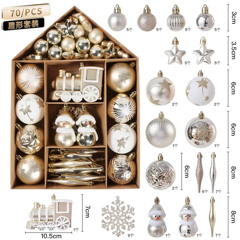 Bolas Natal Diversificados Conjunto de 72 peças de Enfeites de Bolas de Natal Clássico