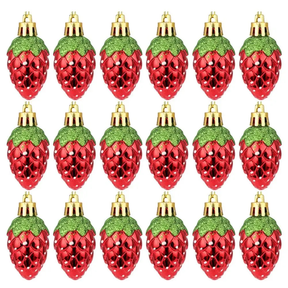 Enfeite Morango para Árvore de Natal Enfeites Natalinos Vermelhos para Árvore de Natal