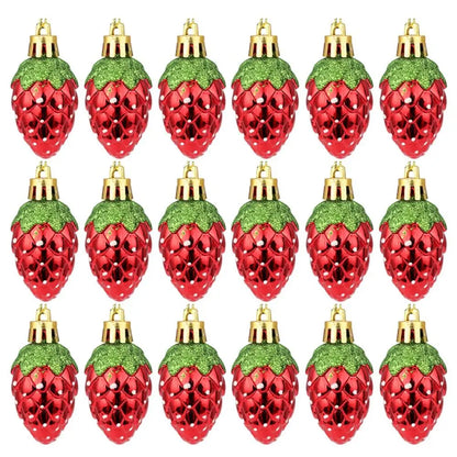 Enfeite Morango para Árvore de Natal Enfeites Natalinos Vermelhos para Árvore de Natal