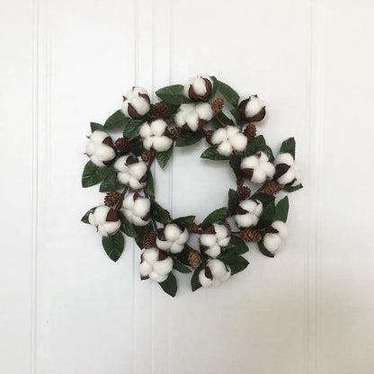 Guirlanda de flores de algodão seco, guirlanda de Natal, pingente de porta, decoração