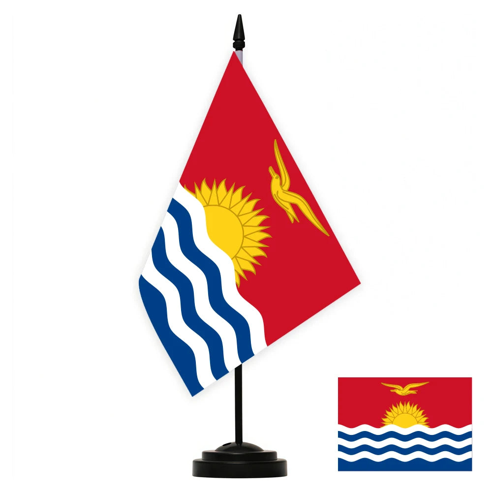 Bandeira de mesa Kiribati 4" x 6" - Bandeira de mesa Kiribati