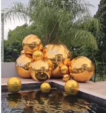 Grande bola de espelho inflável dourada, Bola espelhada de globo de aço inoxidável, adição