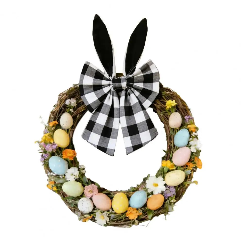 Guirlanda de coelho para porta da frente – reutilizável para primavera, guirlanda de porta