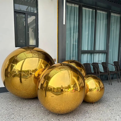 Bola de espelho inflável prateada, grande, brilhante, hermética, gigante, balão pendurar