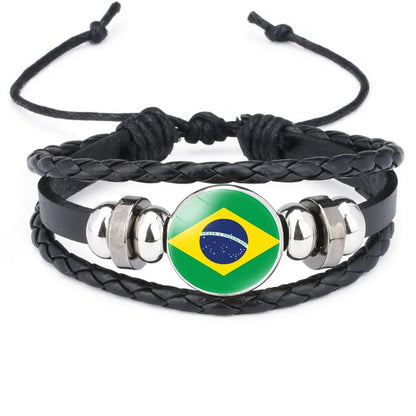 Pulseira criativa no estilo da bandeira nacional Brasil, lembrança viagem personalizada
