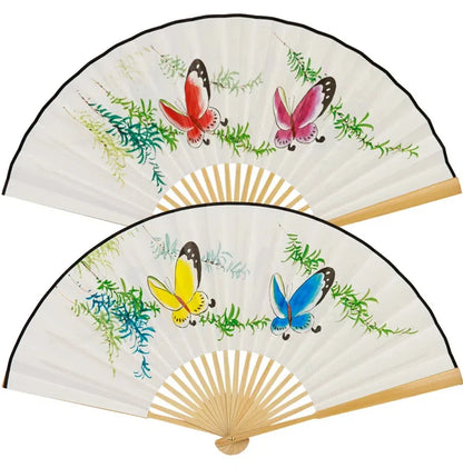 Leque Grande De Bambu Oriental 30cm Aberto e Leque Grande De Bambu