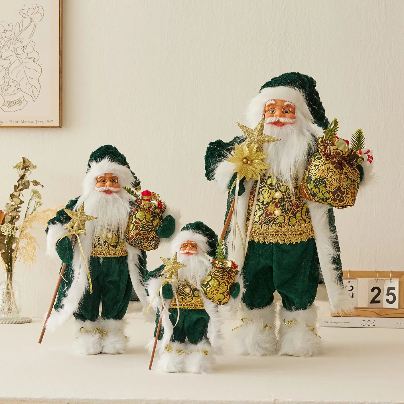 Boneco de Papai Noel - Decoração mesa Natal, estatuetas de Papai Noel, em pé, Papai Noel