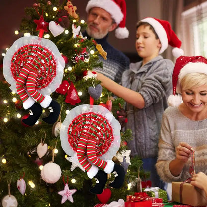 Pernas recheadas de duende Natal,Vermelho Verde Listrado Pelúcia Elf Pernas Natal