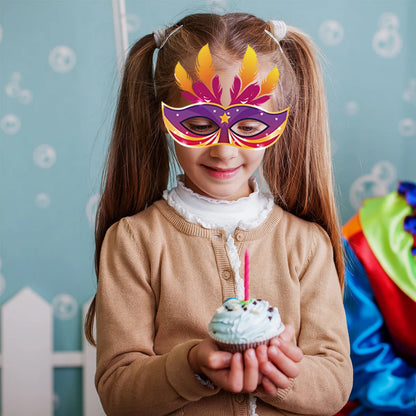 Máscaras de Carnaval com Óculos e Penas, Máscaras de Papel para Cosplay de Carnaval
