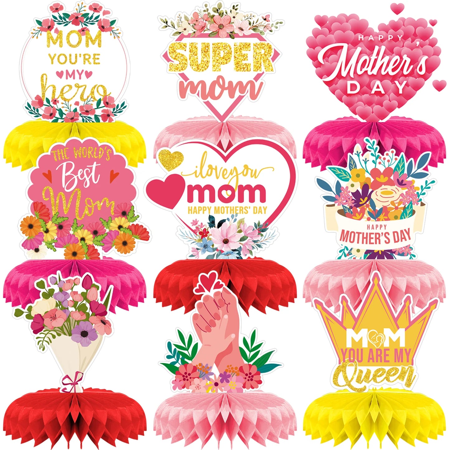 Teto e Mesa Dia das Mães 9 peças de decoração de dia das mães centro mesa dia das mães