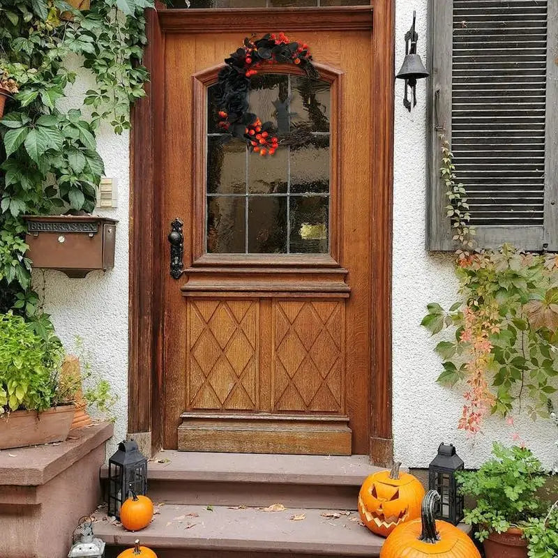 Guirlanda de gato lunar de Halloween Guirlanda de flores, estrelas, lua e gato