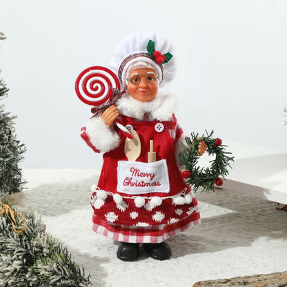 Boneco Papai Noel Cozinheira Estatueta de Chef de Natal, estilo Mamãe Noel, presente