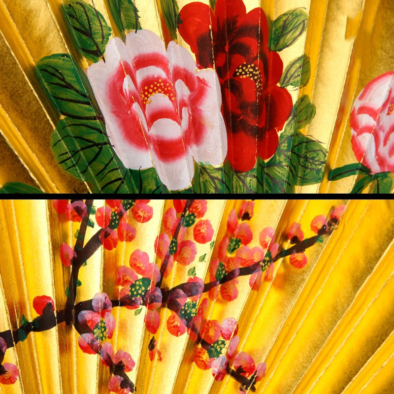 Leque Grande De Bambu Oriental 30cm Aberto e Leque Grande De Bambu