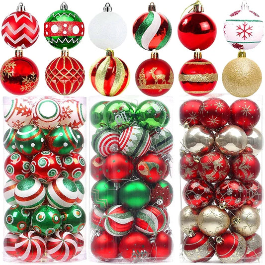 Bola árvore de Natal colorida pintura 24 peças de enfeites de bola de Natal, 6 cm, enfeites