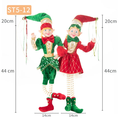 Elfo Decorativo para Shopping, Elfo Estatueta Pelúcia Artesanal Natal Vermelho, Verde, Rosa e Vinho